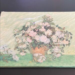 Floral Still Life Canvas  - Pink Roses in Terracotta Vase- New